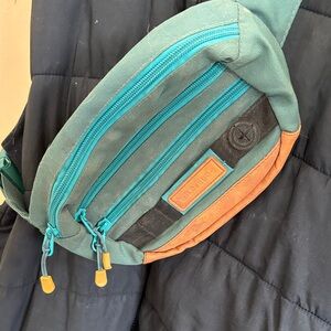 Porter Green and Orange Belt Bag for Men